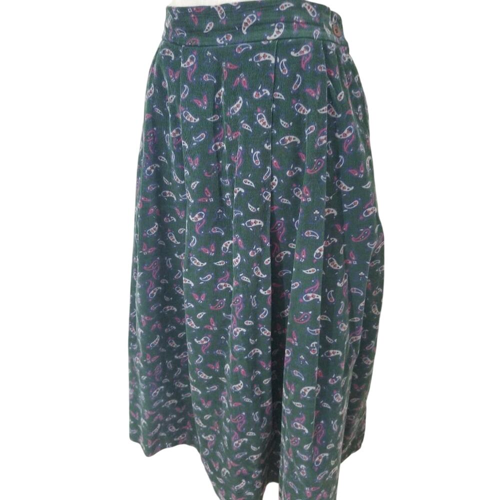 Britches Great Outdoors Forest Green Paisley Pleated Corduroy Riding Skirt 10